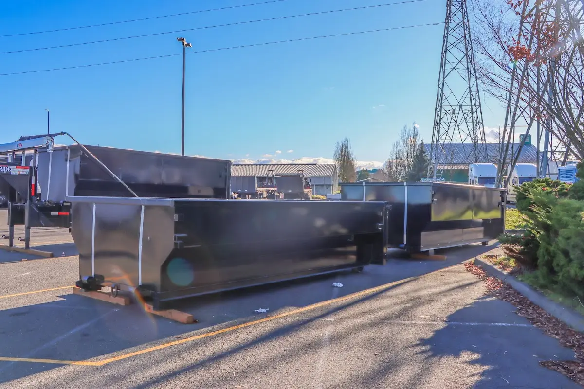 Roll-off dumpster ready for waste disposal at job site for 10 Yard Dumpster Rental in Greece